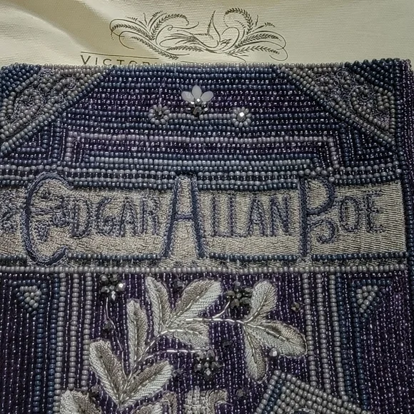 Hopeless Romantic Edgar Allen Poe The Raven Beaded Book Shaped Purse - Picture 2 of 10